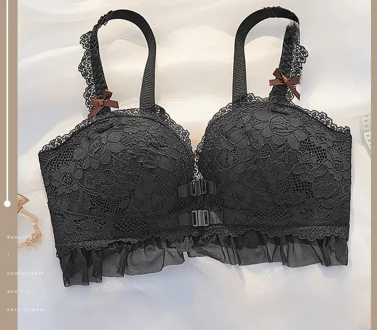 Luxury Japanese-style Hot Button Underwear Women Gather Small Chest Thickening Flat Chest Sexy Bra — image 9