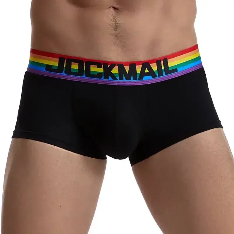 Cueca boxer masculina com cinto de arco-íris, cueca boxer masculina de algodão, roupa íntima respirável, cueca boxer macia branca — image 7