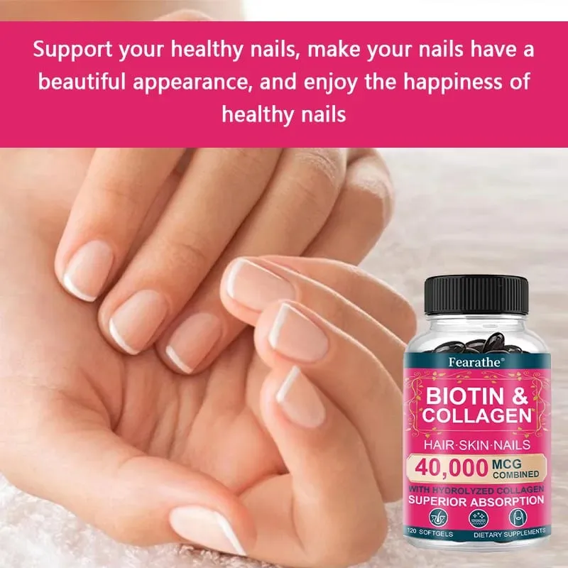 Biotin Collagen Supplement - Hair Growth Support Skin & Nails - 40000 mcg with Vitamins B Complex Hyaluronic Acid & Keratin — image 4