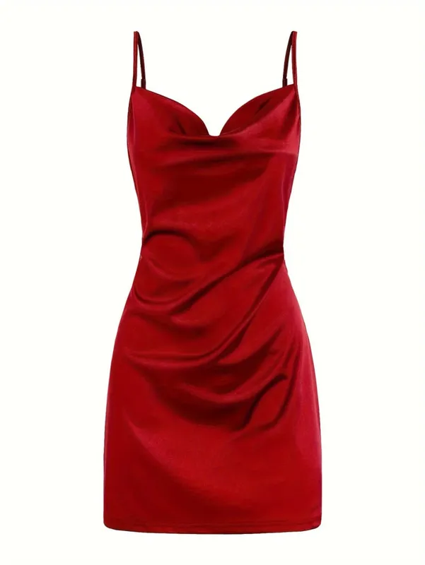 2024 Lady Va Voom ซาตินสะโพก Suspender Dress ผู้หญิง