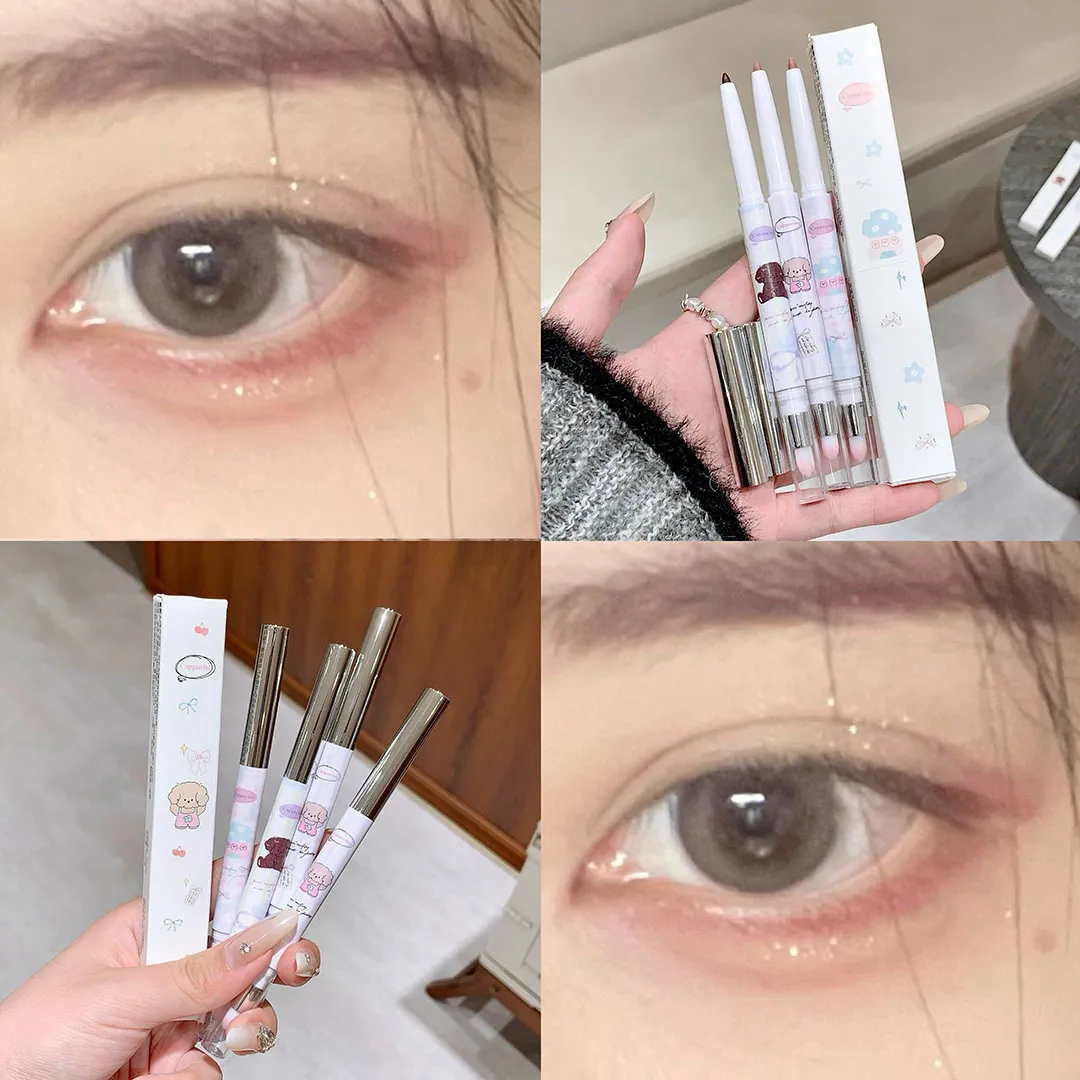 Perlglanz-Trauben-Eyeliner-Gel mit Pinselmischung, seidig glatt, Teebraun, Rosa, liegend, Seidenraupe, wasserfest, Eyeliner-Stift, Make-up — image 5