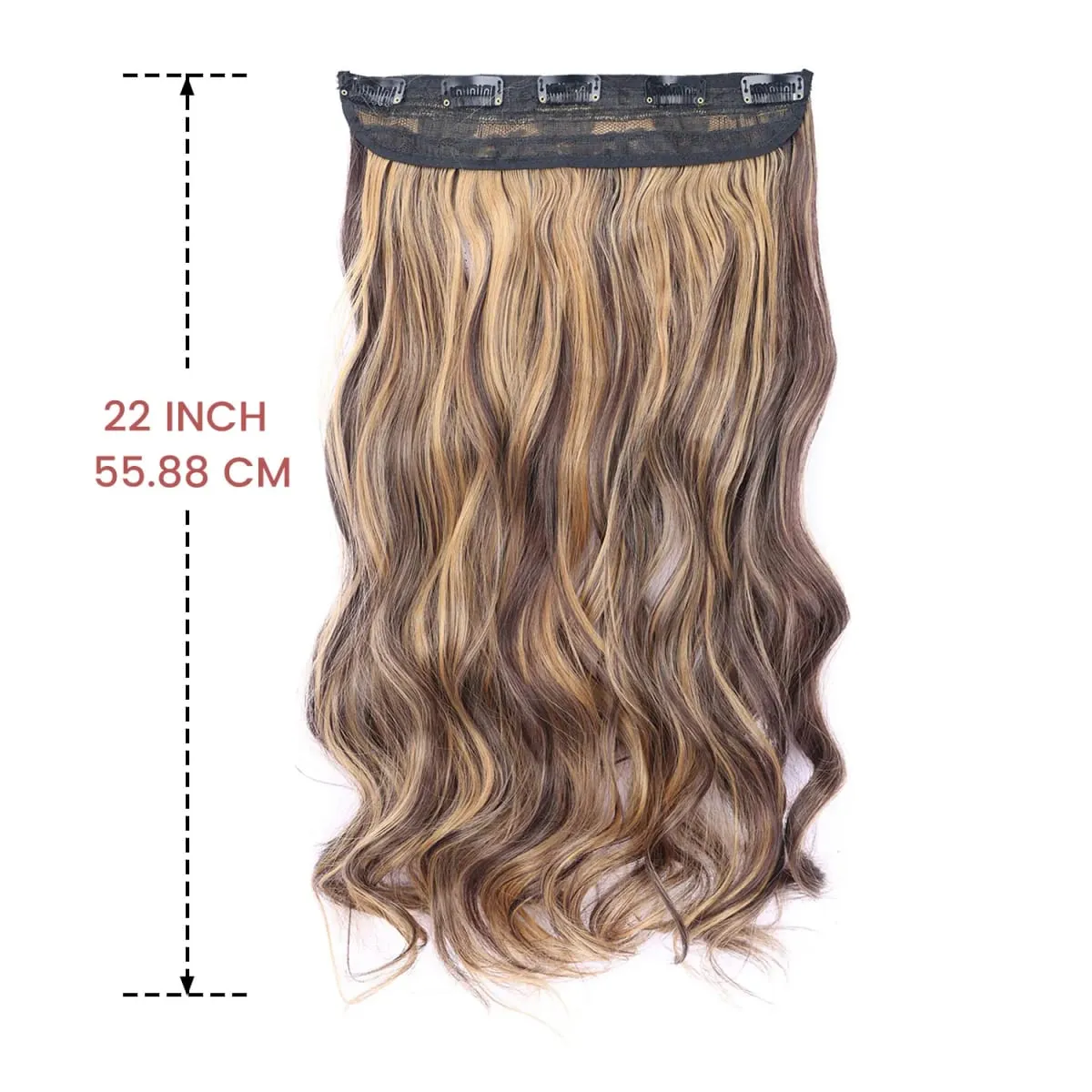 Syntetisk clip in hair extensions 5 clips i ét stykke højtemperatur fiber bølgede hårstykker til kvinder daglig festferie — image 6