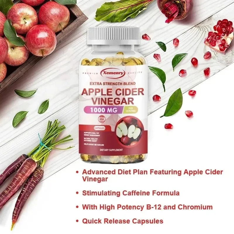 Apple Cider Vinegar Capsules - Supports Digestive Health Natural Detoxification Constipation Relief Healthy Weight Management — image 3