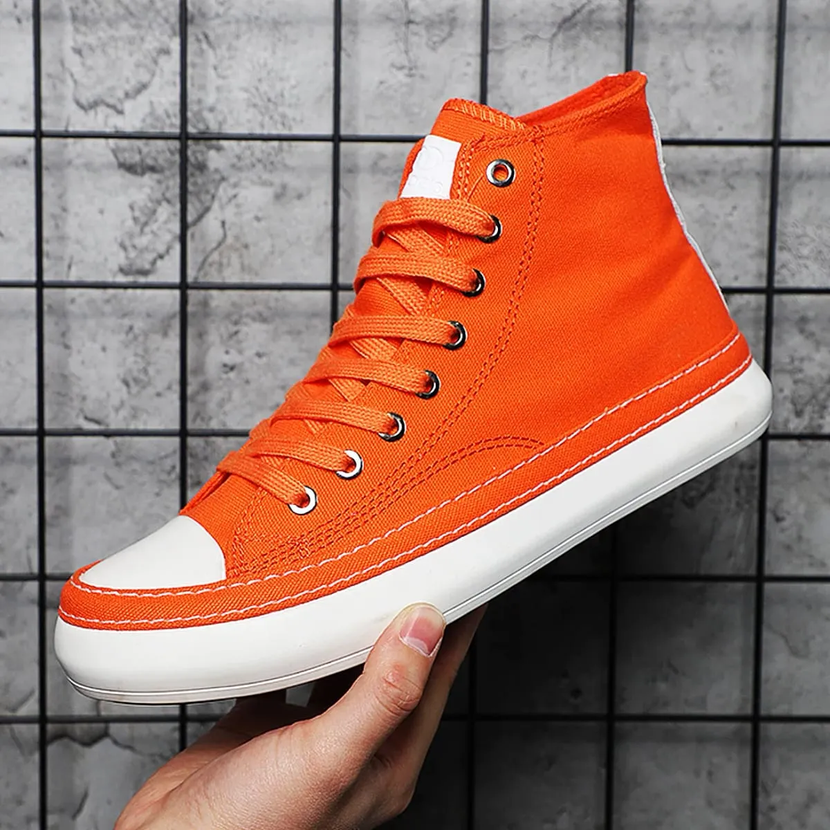 New Fashion Unisex Canvas Boots Men Sneaker Plus Size Women Vulcanized Canvas Shoes High Top Orange Casual Footwear Black 38-44 — image 2