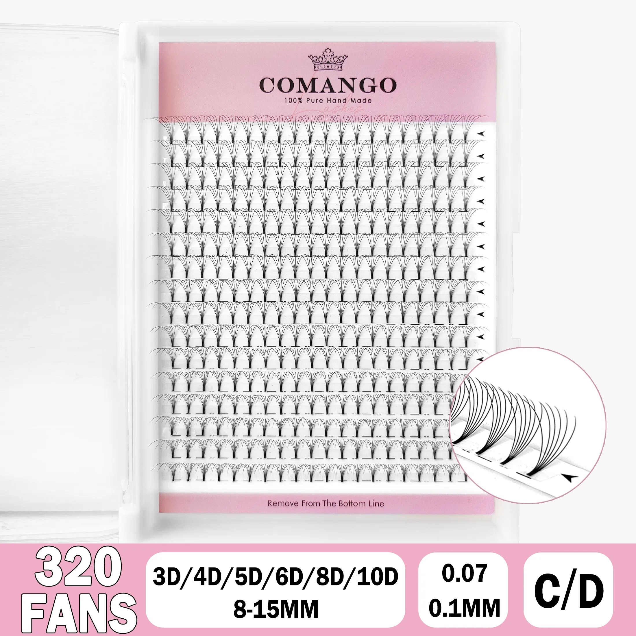 CoMango Wispy Premade Volume Fans 3-10D Individual Lashes Extension Short Stem 320 Fans Faux Mink Pre Made Russian Lashes — image 5