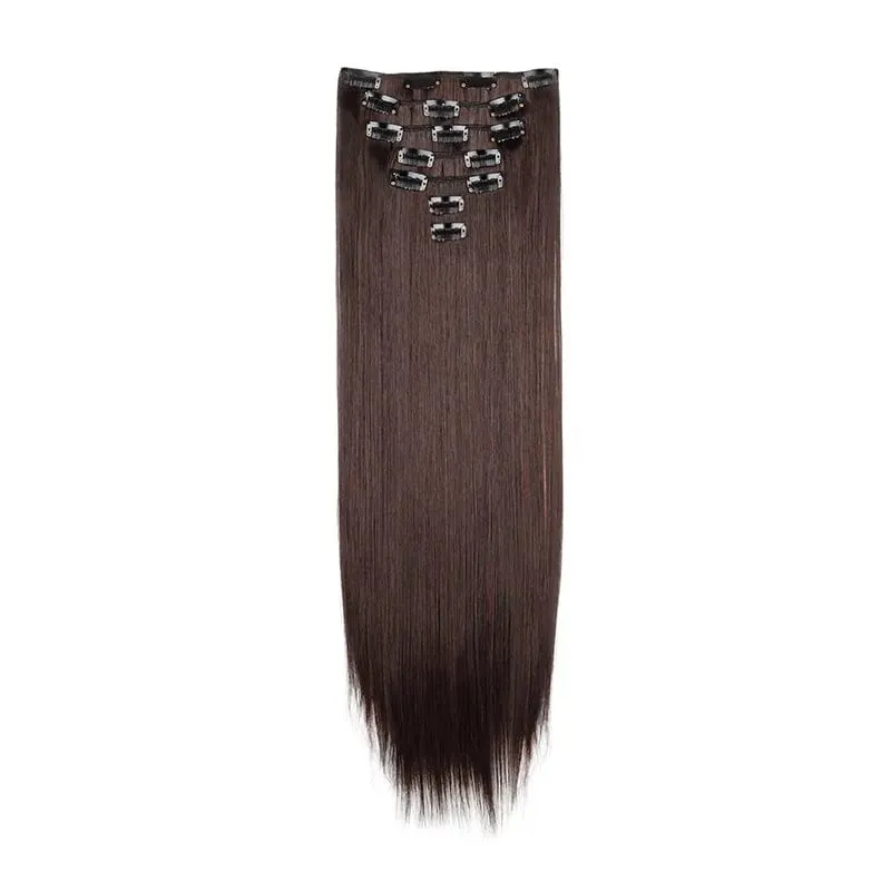 Synthetic 7 Pcs/Set Clip in Hair Extensions Natural Soft Hair Extensions 24 Inch Premium Long Straight Hairpieces for Women — image 13