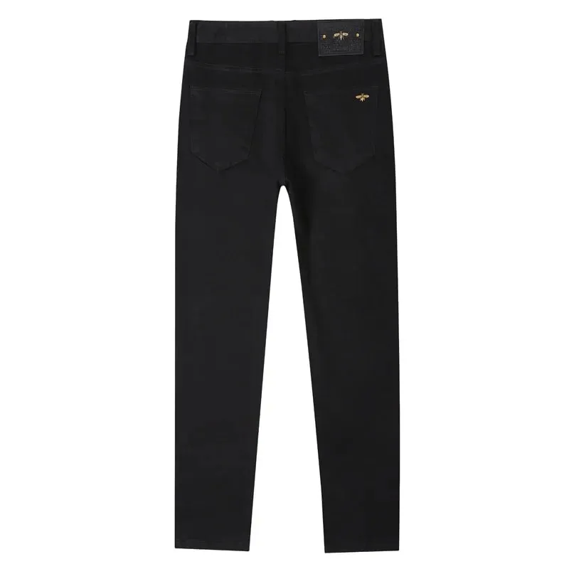 Pure black jeans for men simple fashionable light luxury trendy stretchy slim fit high-end versatile denim long pants — image 5