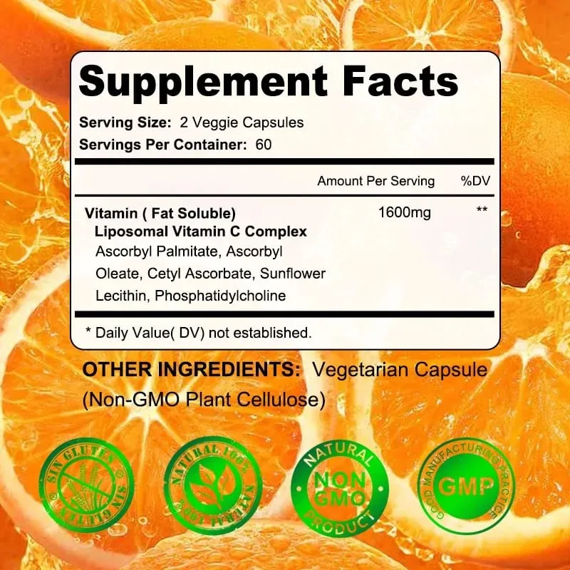 Lipozomal C Vitamini 1600 Mg - Yüksek oranda Emilebilir Yağda Çözünür C Vitamini Antioksidan Takviyesi Bağışıklık Sistemi ve Kolajen Güçlendirici — image 6