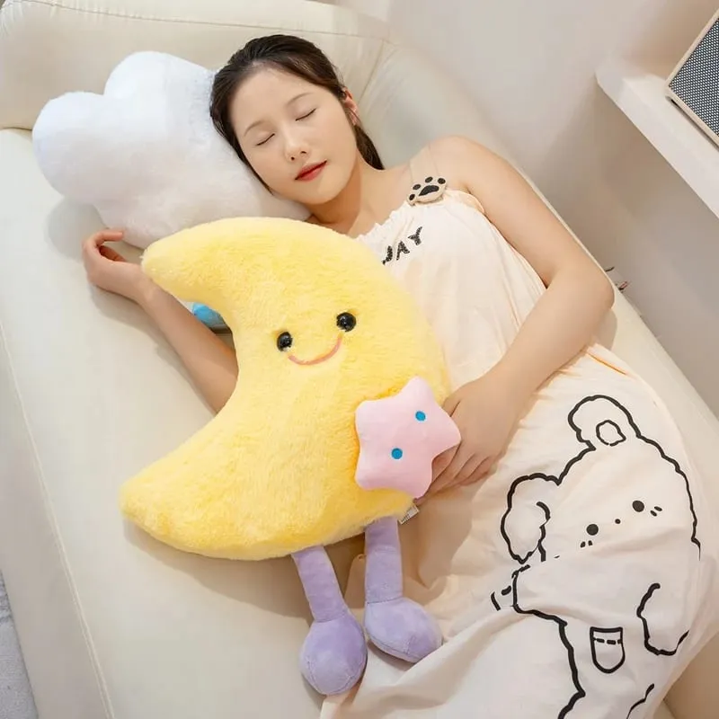 Lovely Smile Moon and Cloud Plush Pillow Comfortable Sofa Cushion Stuffed Soft Doll Home Car Decor Gift — image 3