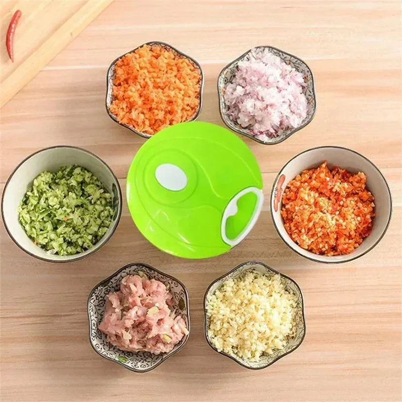 Food Shredder Processor Mini Manual Rope Garlic Cutter Meat Mincer Vegetable Onion Cutter Garlic Masher Kitchen Tools Portable — image 4