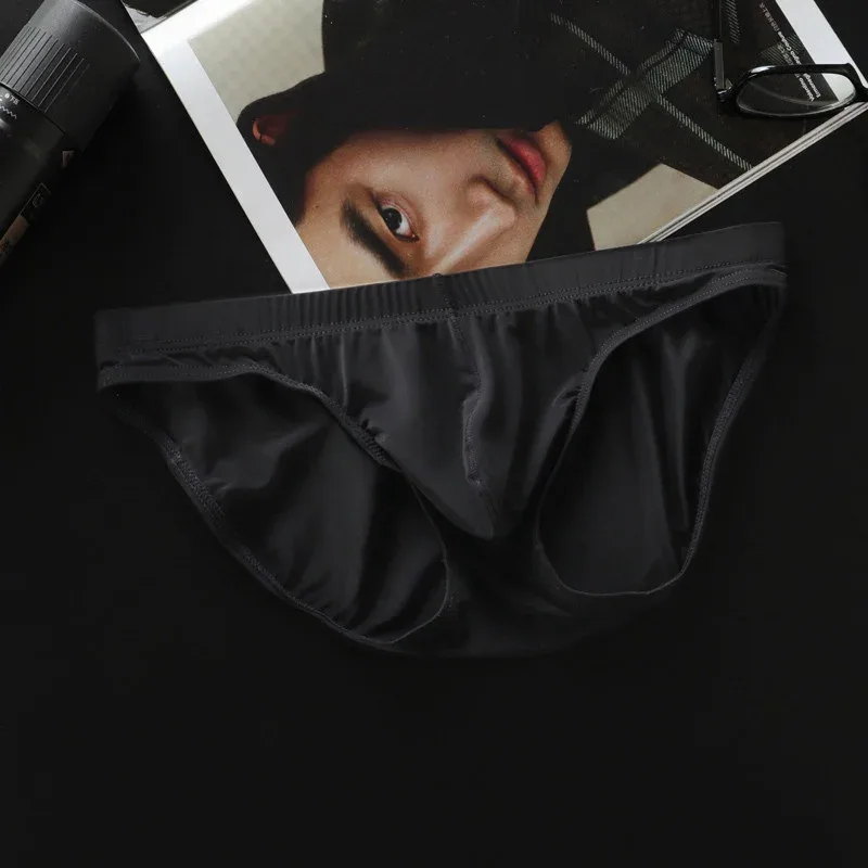 4 Pcs/pack M-4XL Ultra-thin Ice Silk Men Seamless Briefs Transparent Mens Sexy Bikini Underwear Male U Pouch Panties — image 4