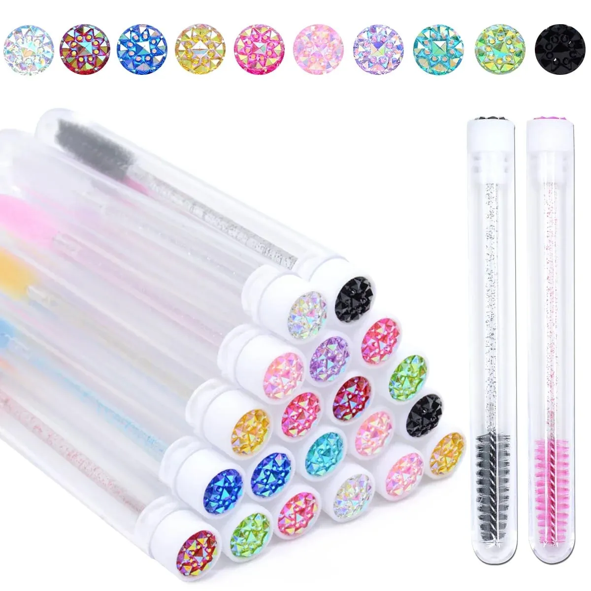 20Pcs Eyelash Brush Tubes With Crystal Lash Mascara Wands Eyebrow Comb Spoolies Container Lash Brush Applicators Makeup Tools — image 5
