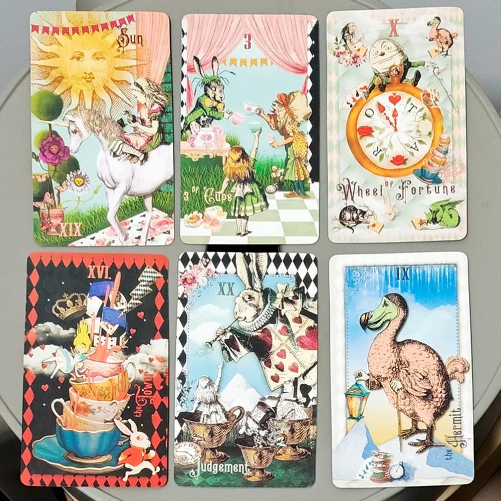 Alice au Pays du Tarot : Un voyage fantaisiste de 78 cartes dans le terrier du lapin – Jeu de tarot classique 10,3*6 cm — image 3