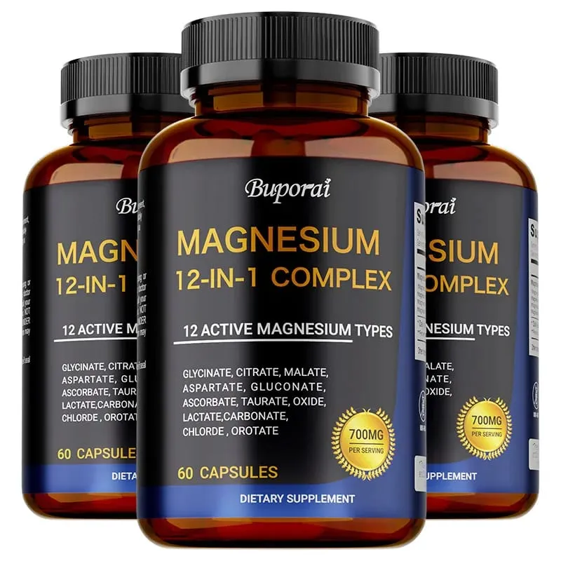 Magnesium Complex Capsules - Bone Muscle & Heart Health Supplement Sleep Support Muscle Relaxation Stress & Anxiety Relief