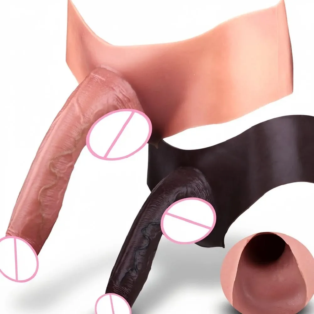 Ultra-Realistic Silicone Soft Hollow Dildo Pants Male Wearable Penis Sleeve Sex Toys насадка на член For Men Dick Enhance — image 1