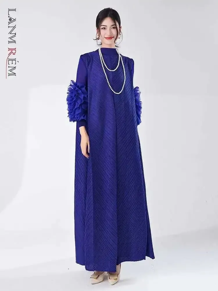 Long Pleated Dress With Ruffles Sleeves Loose Solid Color Stitching Female Party Clothing Summer New Clothes 2DA5900 — image 2