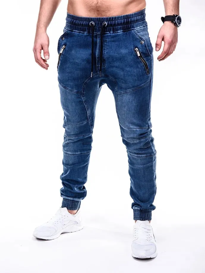 Men Jeans Pencil Pants Elastic Waist Drawstring Lace Up Pockets Washed Distressed Ankle Length Trousers 2025 Streetwear Denims — image 9