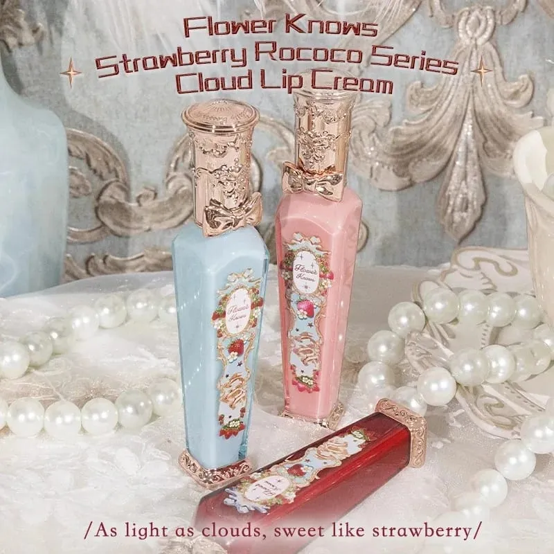 Flower Knows Strawberry Rococo Series Makeup Set Glitter Matte Eyeshadow Palette Blusher Power Velvet Lipstick Kit Perfume Set