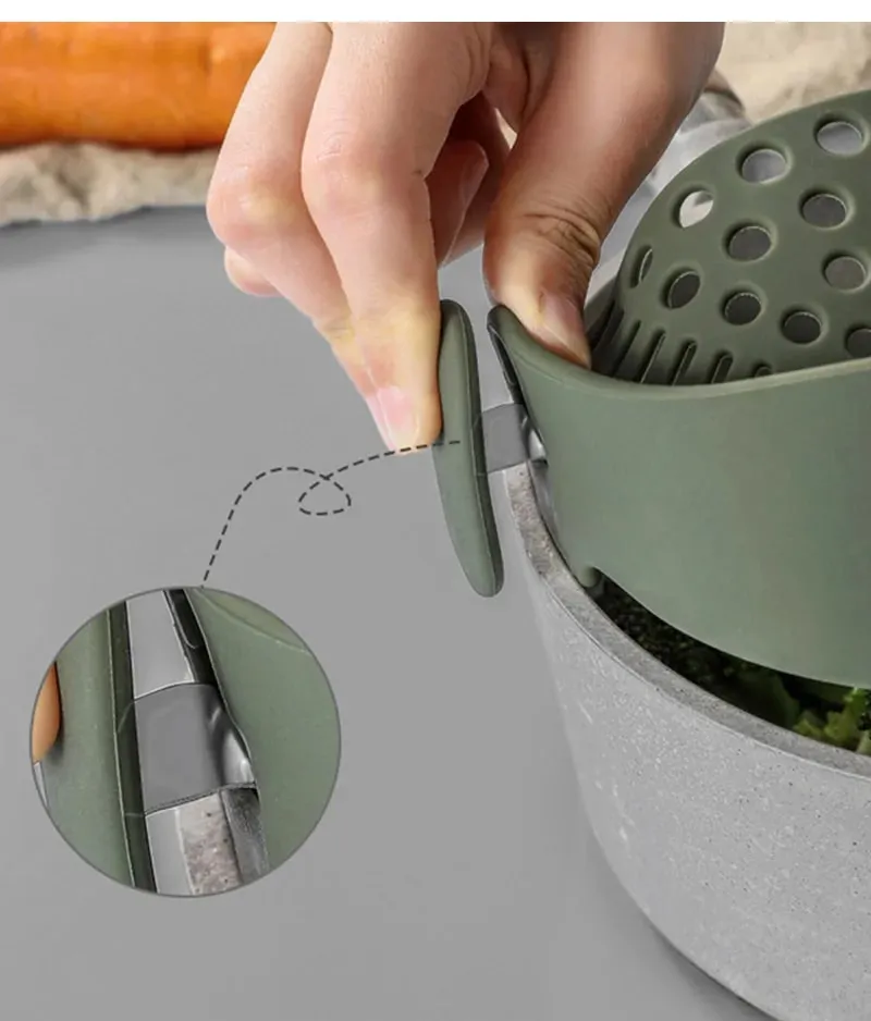 Silicone Pot Side Drainer Vegetable Noodle Drainage Filter Pour Baffle Kitchen Gadgets — image 9