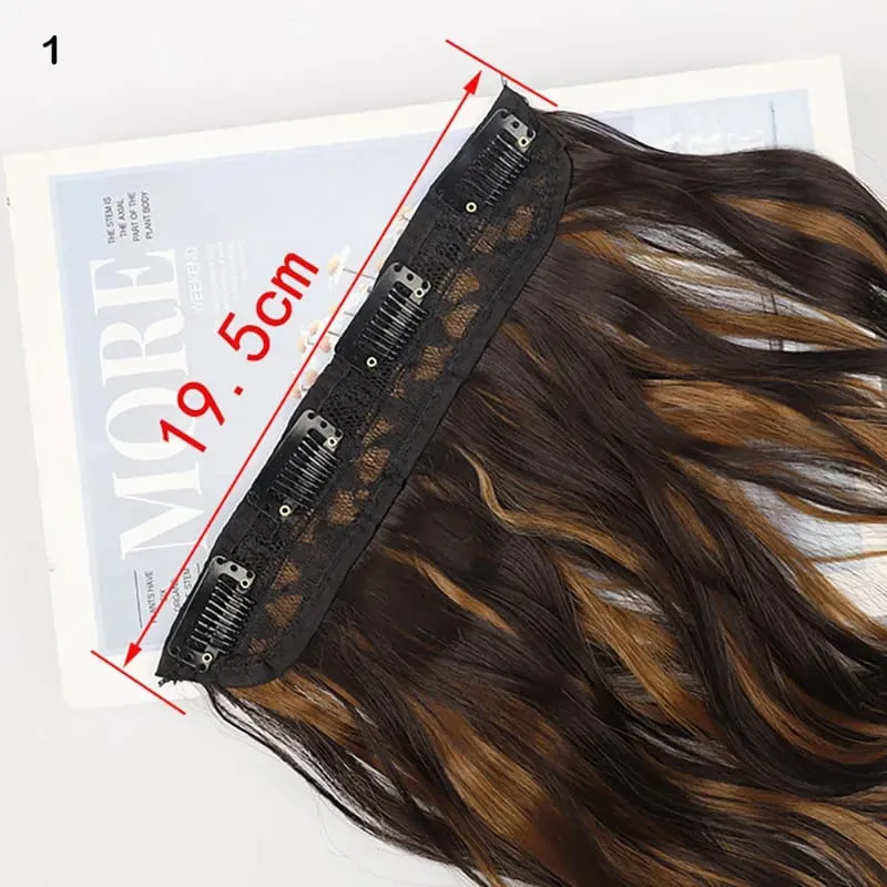 Jeedou Synthetic 4PCS/set Clip in Beach Wavy Hair Extensions Long Bouncy Curly Hairpieces Black Brown Color for Women