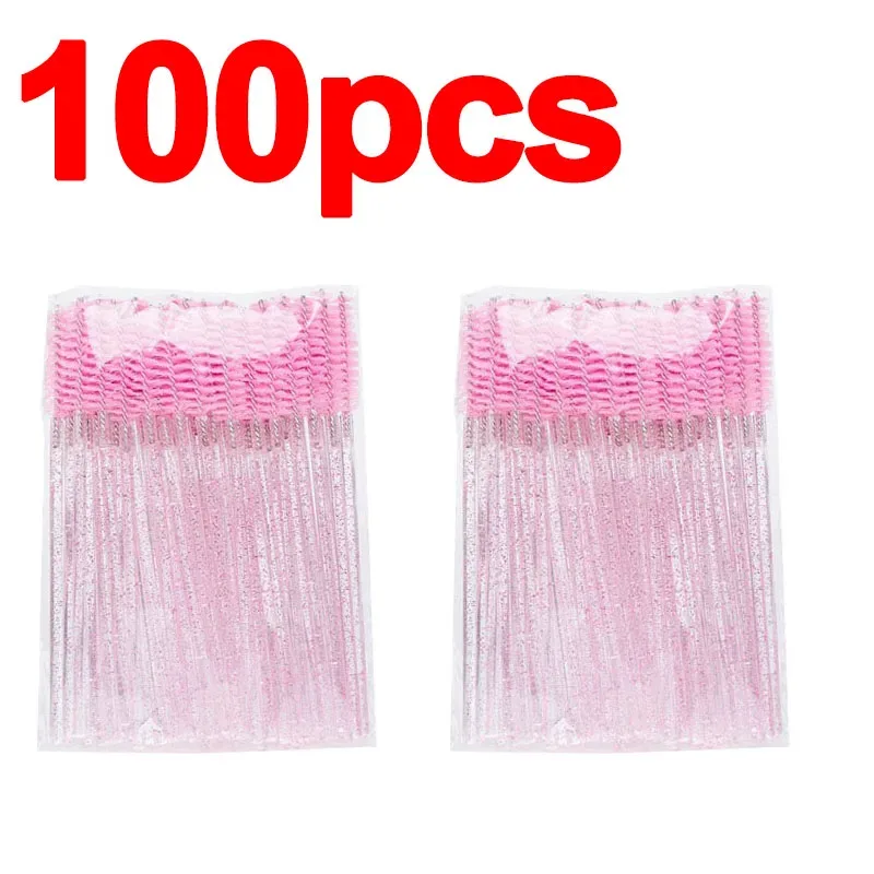 Bagong 50/100pcs Microbrush para sa Eyelashes Brush Crystal Spoolie Brushes Eyebrow Comb Makeup Beauty Tool para sa Eyelashes HZS24 — image 12