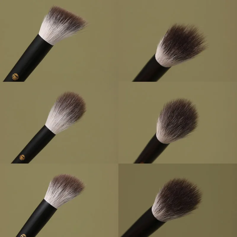 Professional Handmade Makeup Brushes 1PC Blue Fox Goat Hair Stippling Blush Brush Walnut Handle Make Up Brush