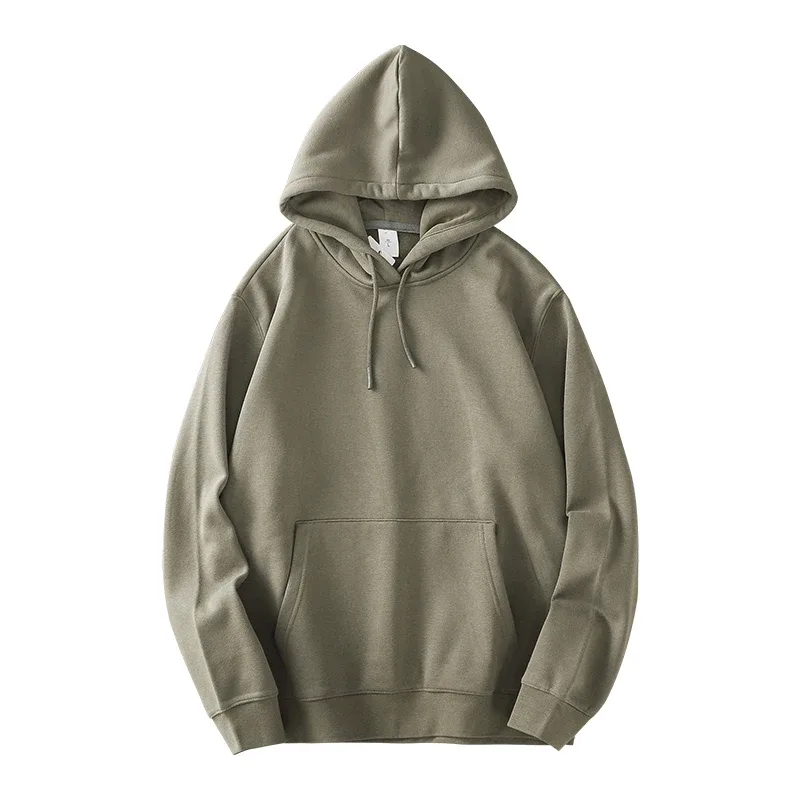 Casual Hooded Shirt for Men Winter Ticken Solid Color Loose Basics Fleece Hoodies Long-Sleeve Sweatshirt Men's Clothing — image 12