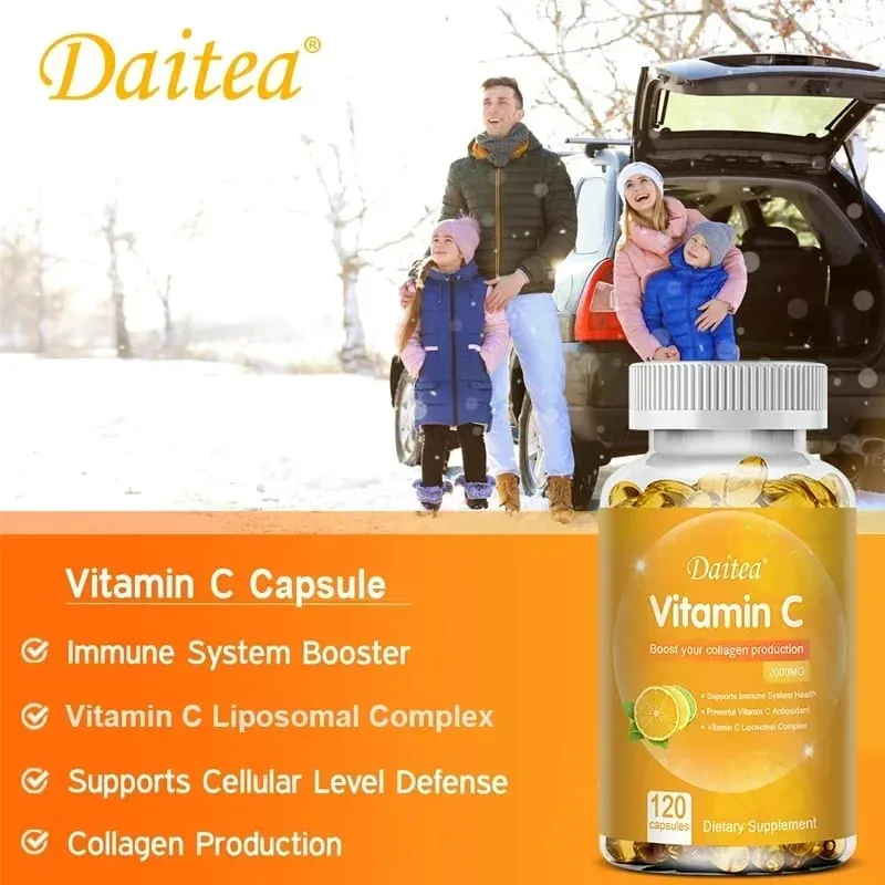 Vitamin C 2000 Mg Capsules Nutritional Supplements - Immunity Collagen Boosters and Antioxidants Skin Health Vitamin C — image 3