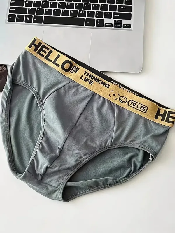 Random 5Pcs/set Men's Briefs Sexy Letter Waist Underwear Casual Comfortable Breathable Briefs Solid Color Underpants Men Panties — image 2
