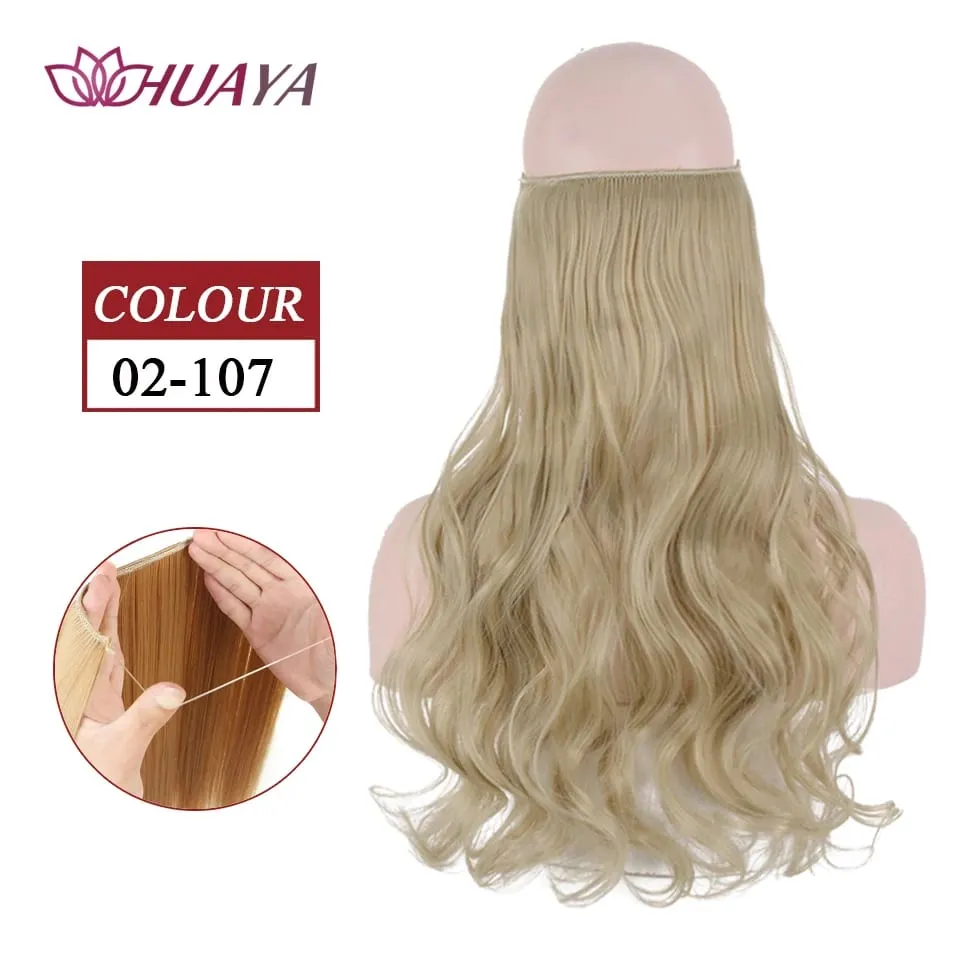 Synthetic Long Straight Invisible Wire No Clips In Hair Extensions Fake Hair Pieces Secret Fish Line Hairpieces For Women — image 29