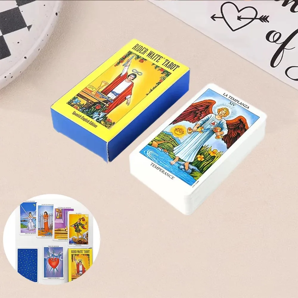Baralho de tarô Rider Waite, venda quente de cartas de adivinhação para uso pessoal, baralho de tarô completo em inglês e espanhol, baralho para meninas, jogo de tabuleiro — image 4