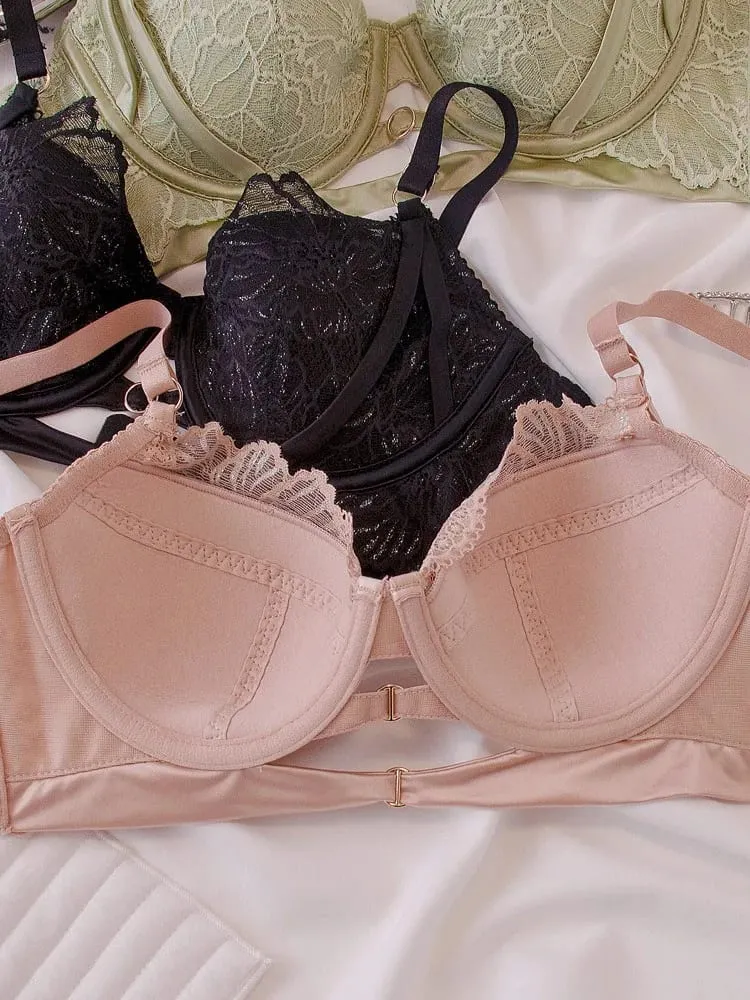 Balconette Lingerie Set French Lace - Underwire Lift Support for Petite Delicate Sheer Bralette Tushy Comfort Sexy Lace Trim — image 5