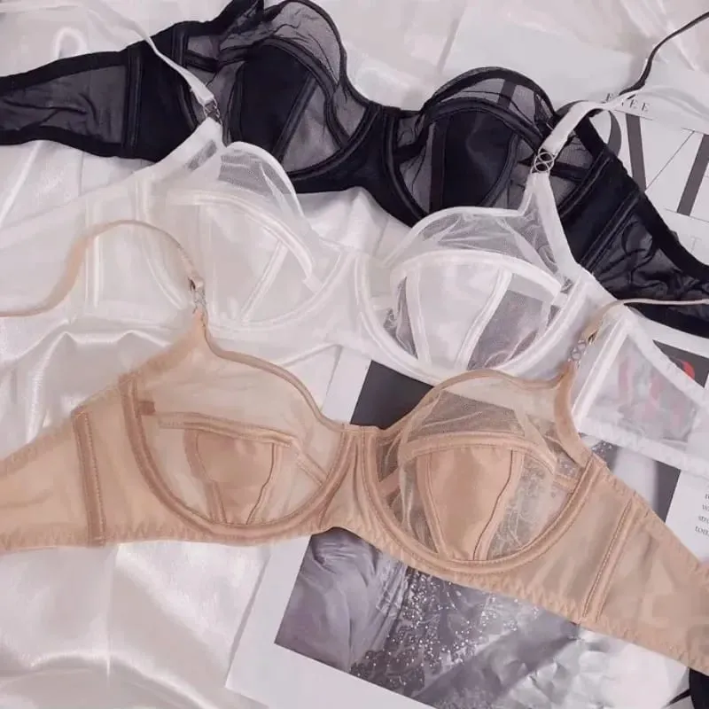 Banerdanni Light Luxury French Pure Desire Bra Big Boobs Small Not Empty Cup Half Cup Bra Sexy Lace Lingerie Womens Anti-sag Set — image 1