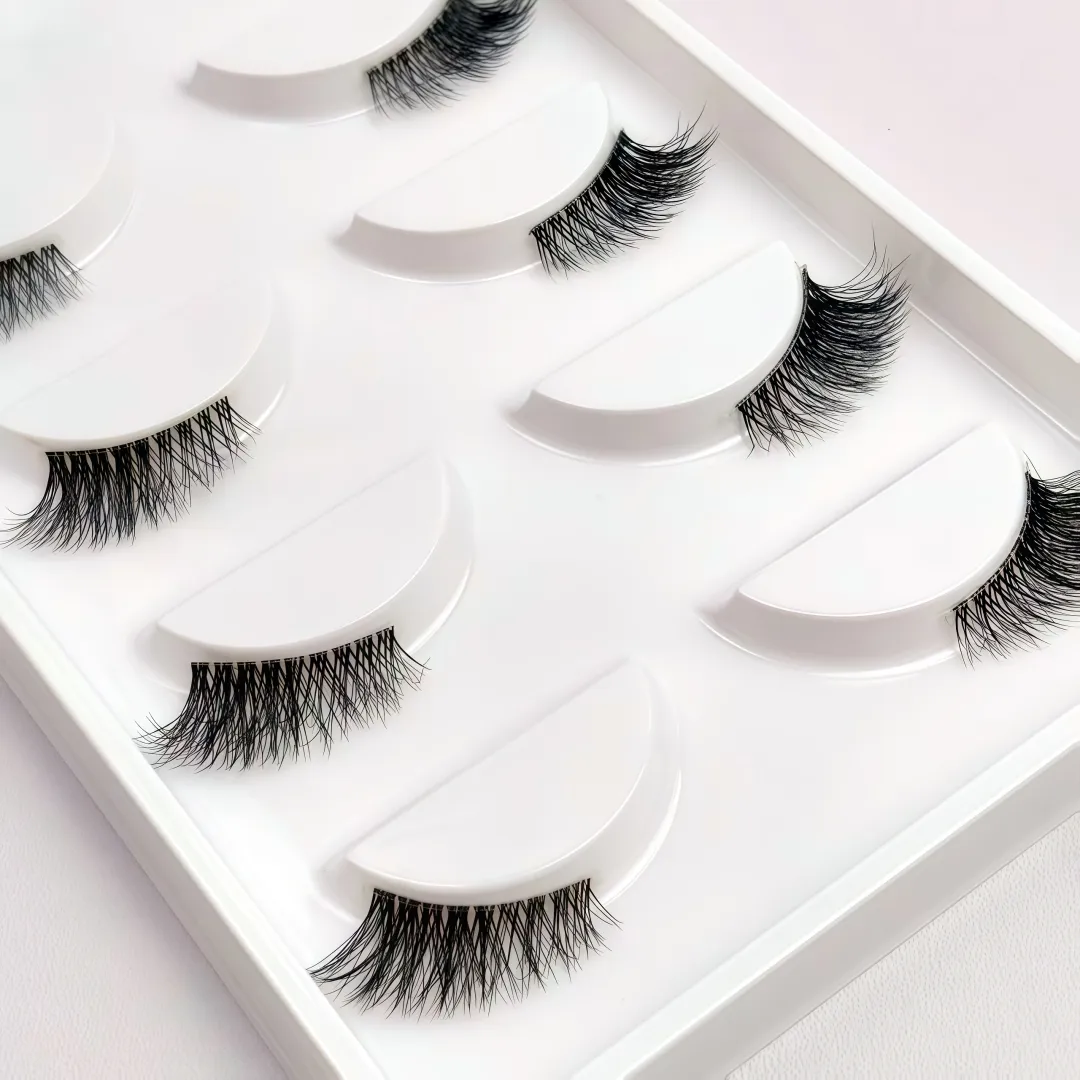 Fox Eye & Cat Half False Eyelashes 5 Pairs Natural C/D Curl Transparent Band Lashes Soft Beginner-Friendly Lash Pack for Stunn — image 4
