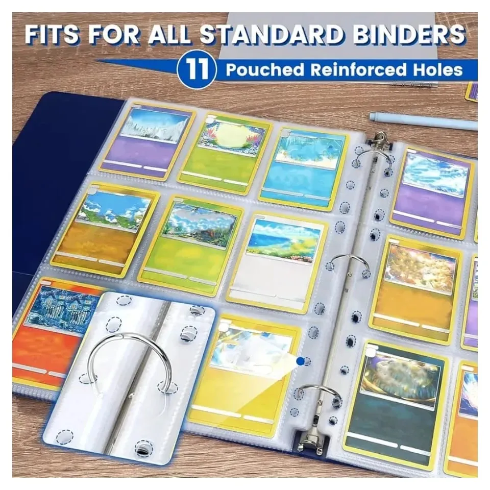 1800 Pockets 11-Ring Binder Double-Sided Trading Card Pages Sleeves 9-Pocket Clear Plastic Game Card — image 5