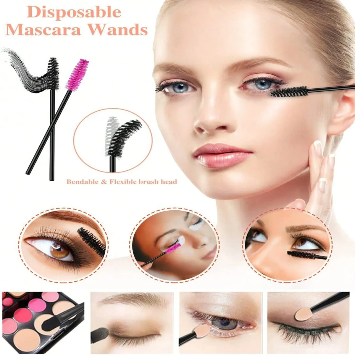 300pcs Deluxe Makeup Tool Kit Disposable with Portable Storage Case Lipstick Applicator Mascara Wands Eyelash Eyeshadow Brushes — image 4