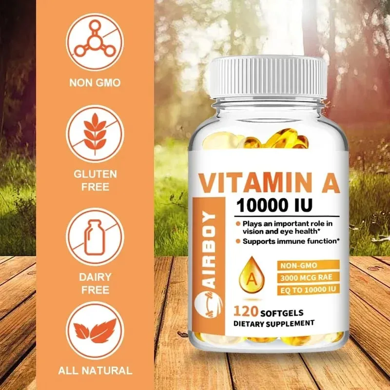 Vitamina A 10000 UI - Supporta la salute della vista e del sistema immunitario e la salute della pelle - Senza glutine non OGMIntegratori — image 1