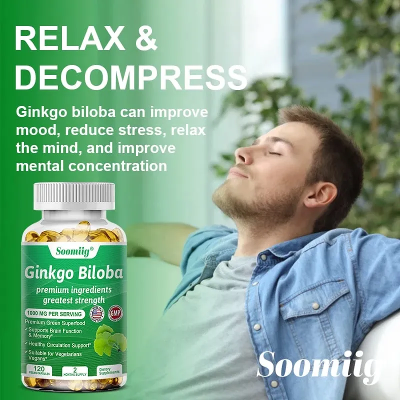 Ginkgo Biloba 1000mg with Vitamin B Zinc Helps Maintain Memory & Cognition Herbal Dietary Supplement Gluten Free & Non-GMO — image 6