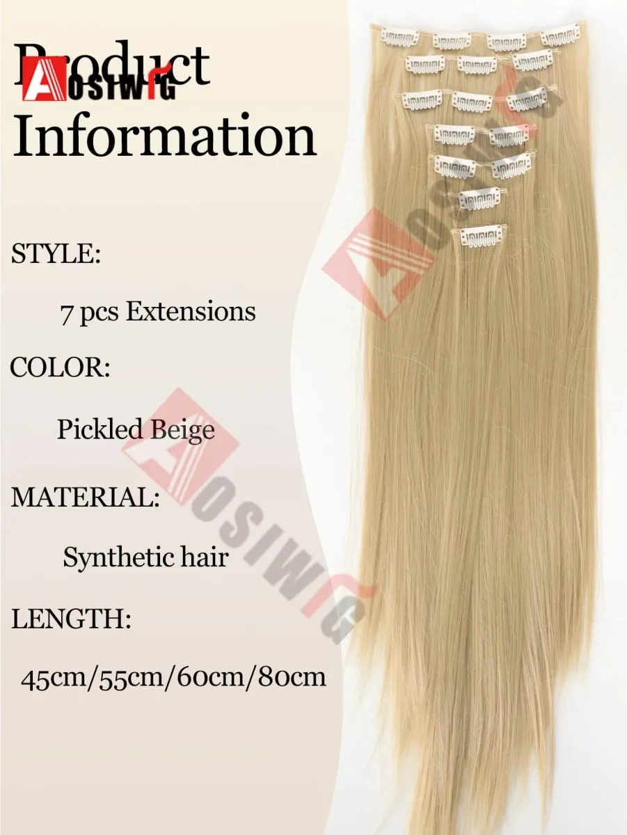 18-32Inch 16 Clips in Hair Extensions Long Straight Hairstyle Synthetic Blonde Black Hairpieces Heat Resistant False Hair Daily — image 4