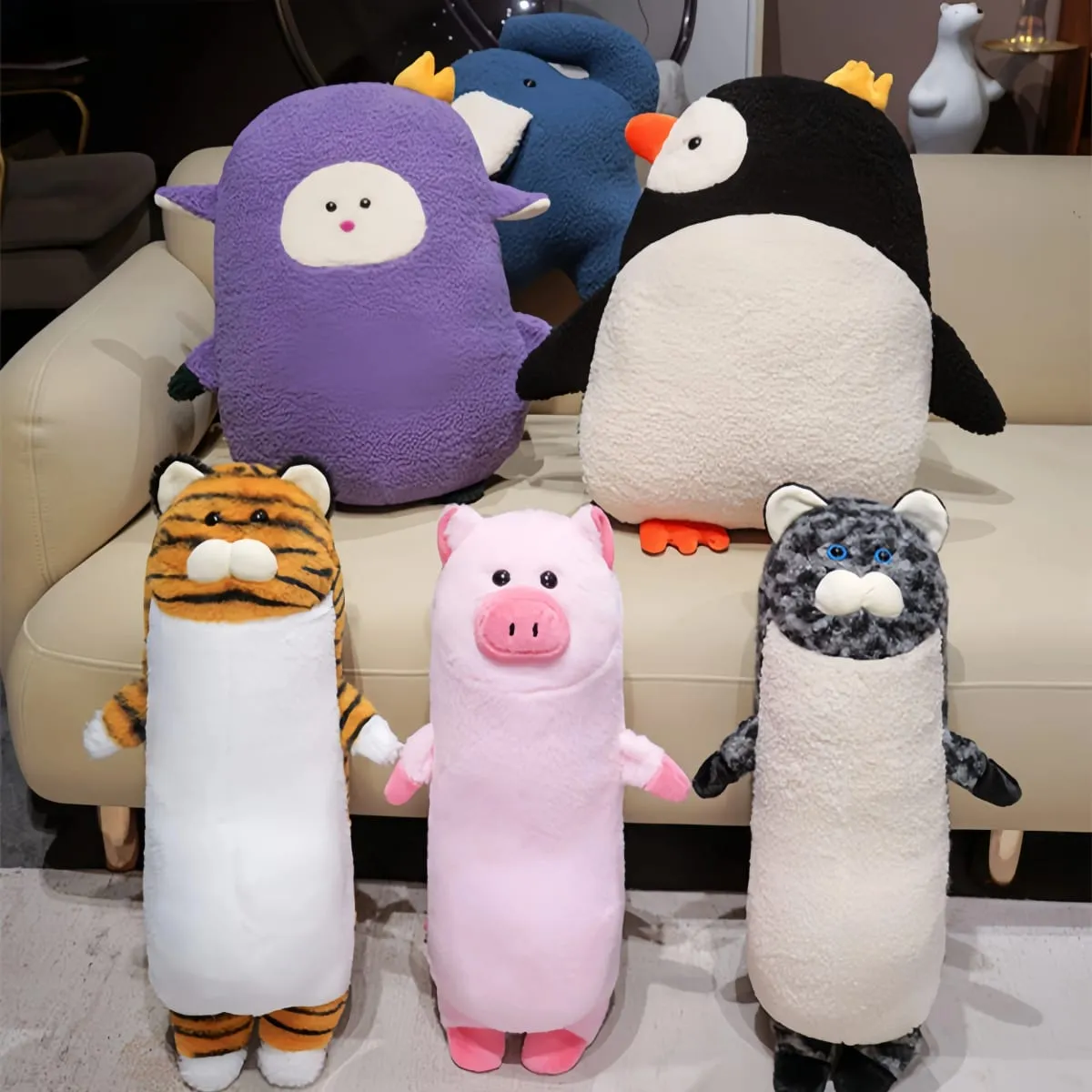 Série animal travesseiro de pelúcia leopardo elefante pinguim almofada de pelúcia kawaii acompanhar brinquedo de sono decoração para casa brinquedos presentes de aniversário — image 2