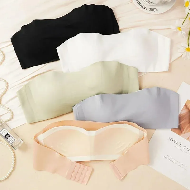 원활한 원피스 튜브 탑 여성 탈착식 패드 Intimates 기본 블랙/화이트/스킨 여성 Strapless Bra Bandeau 섹시한 란제리