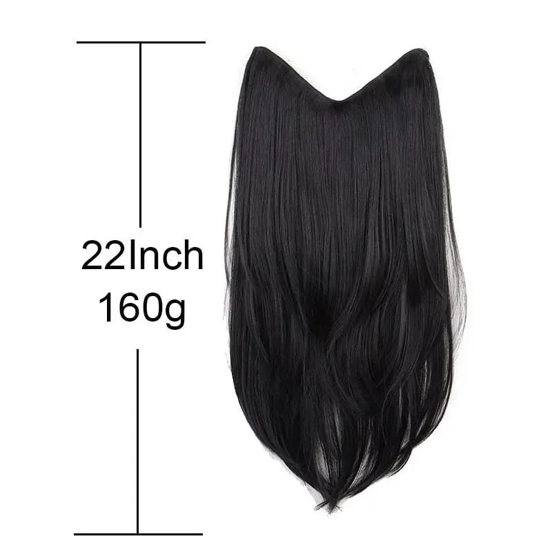22Inch Synthetic Long Micro Curly Layered Hair Extension Patch Natural Looking Invisible One Piece Wig for Women — image 3