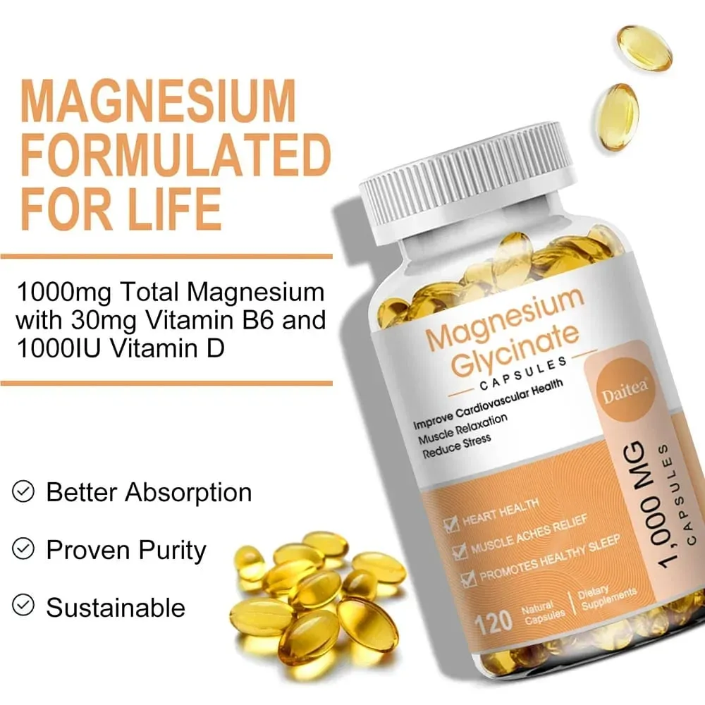 Magnesium Glycinate Capsules - Helps with Stress Muscle Sleep Joints Bones Immune and Cardiovascular Health — image 6