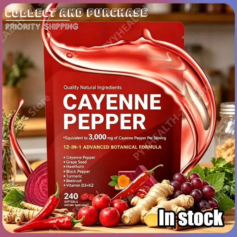 Cayenne Pepper Softgels Doplněk s hroznovým jádrem Červená řepa Kurkuma Vitamíny D3 K2 Bylinný přípravek na podporu zdraví cév nohou — image 1