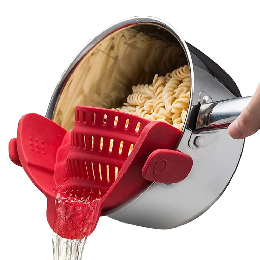 Silicone Kitchen Strainer Clip On Pots and Pans Drain Rack Pasta Noodle Vegetable Fruit Strainer Colander Kitchen Gadgets — image 5