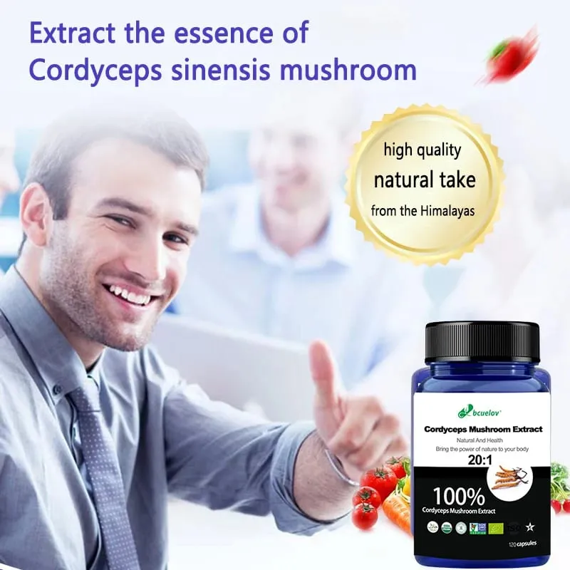 Pure Cordyceps Mushroom Extract Supplement - Improve Energy Respiratory Immune Kidney Health Support Vegetarian Capsules — image 5