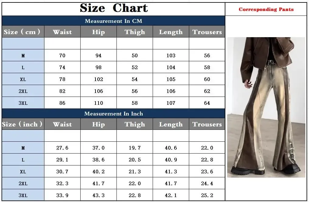 Trashy Y2K 2000S Pu Leather Patchwork Slim Flare Jeans Pants For Men 90S Vintage Clothes Colorblock Denim Trousers Moda Hombre — image 9
