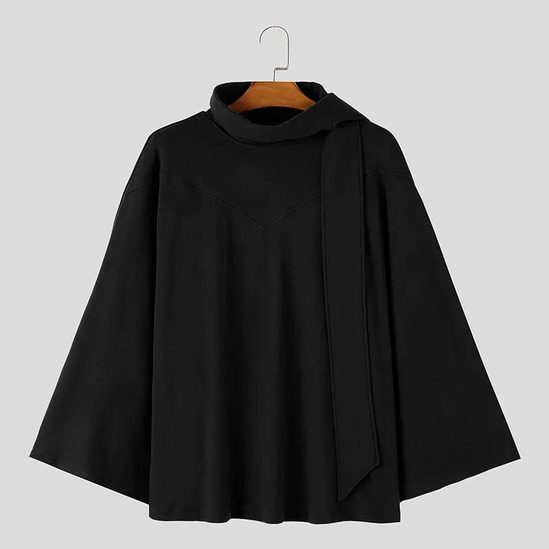 Men's Sweatshirts Solid Cloak Cape For Man Long Sleeve Scarf Collar Streetwear Autumn Winter Fashion Ponchos Hoodies