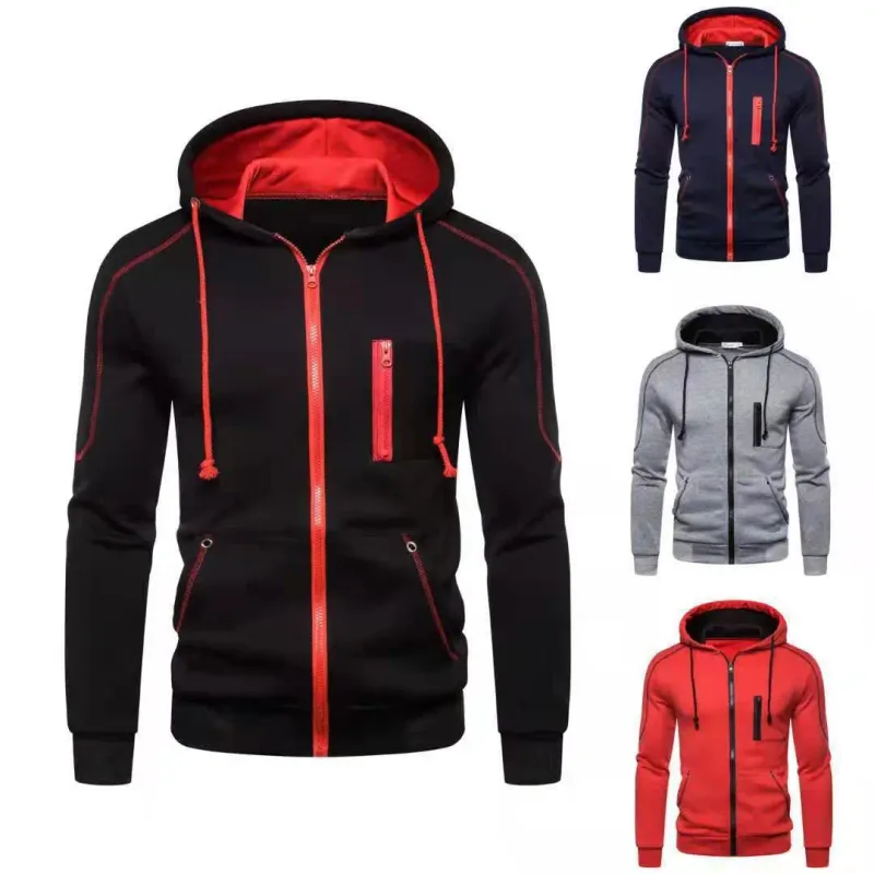 Autumn Men Sweatshirts Long Sleeve Jacket Hoodie Zipper Closure Jacket Male Hoodies Sweatshirt Slim Fit Male Clothing — image 2