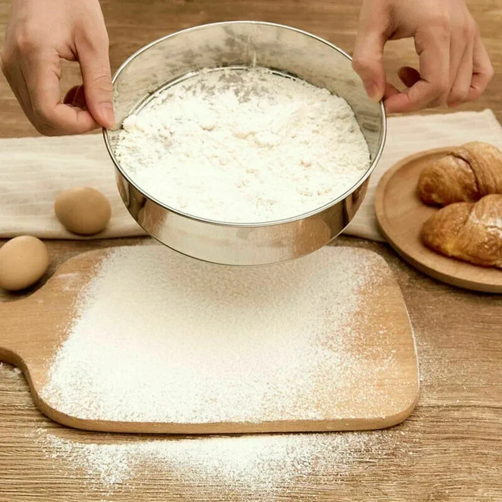 Stainless Steel Flour Sieve 40 Mesh Filter 15/20/25/30CM Kitchen Mesh Flour Sifter Flour Sieve Sifters Shakers Mesh Baking Tools — image 2